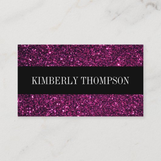 Eleganter schwarzer u. rosa Glitzer Visitenkarte (Vorderseite)