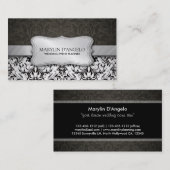 Eleganter schwarzer u. weißer Damast und Visitenkarte (Vorne/Hinten)