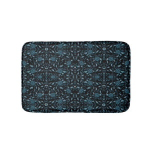Eleganter schwarzer und Aquamariner Damast Badematte