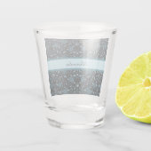 Eleganter schwarzer und Aquamariner Damast Schnapsglas (Rückseite)