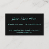 Eleganter schwarzer und Aquamariner Damast Visitenkarte (Rückseite)