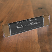 Eleganter schwarzer und brauner Namensschild für I Namensplakette (Seite)