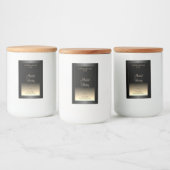 Eleganter, schwarzer und cremefarbener Glitzer mit Lebensmitteletikett (Flaschen)