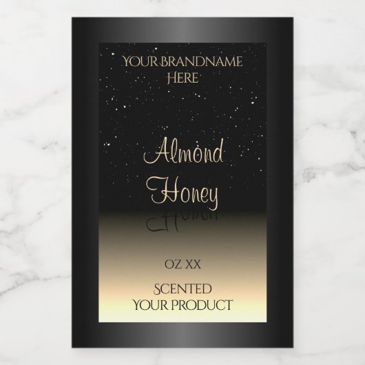 Eleganter, schwarzer und cremefarbener Glitzer mit Lebensmitteletikett (Einzelnes Label)