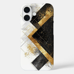 Eleganter schwarzer und goldener abstrakter Hinter iPhone 16 Hülle
