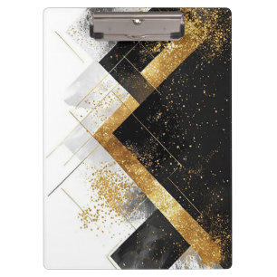 Eleganter schwarzer und goldener abstrakter Hinter Klemmbrett