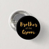 Eleganter schwarzer und goldener Bruder der Groom- Button (Vorne & Hinten)