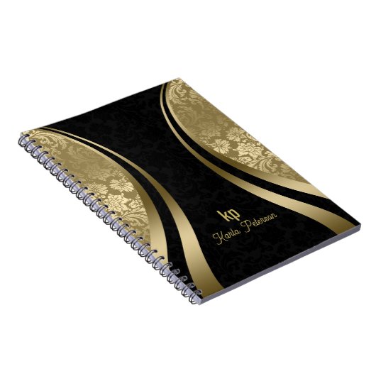 Eleganter schwarzer und goldener Damaskus Notizblock (Rechte Seite)