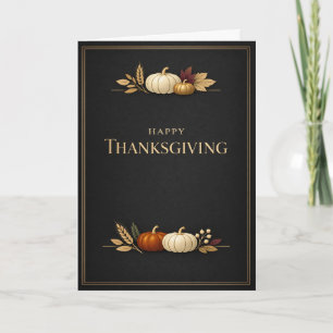 Eleganter schwarzer und goldener Happy-Thanksgivin Karte