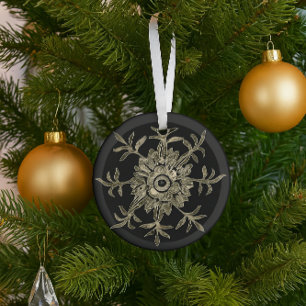Eleganter schwarzer und goldener Kristall-Weihnach Ornament Aus Glas