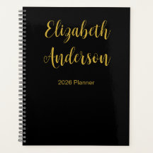 Eleganter schwarzer und goldener Kursiv-Script-Nam