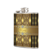 Eleganter schwarzer und goldener Leopard Flachmann (Links)
