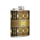 Eleganter schwarzer und goldener Leopard Flachmann (Rechts)