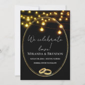 Eleganter schwarzer und goldener Ocher, Konfetti-E Einladung (Vorderseite)