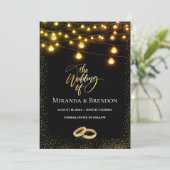 Eleganter schwarzer und goldener Ocher, Konfetti Einladung (Stehend Vorderseite)