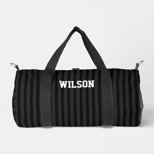 Eleganter schwarzer und grauer Monogramm-Name Duffle Bag (Vorderseite)