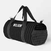 Eleganter schwarzer und grauer Monogramm-Name Duffle Bag (Rechte Ecke)