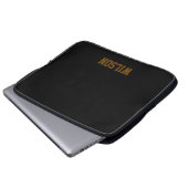 Eleganter schwarzer und grauer Monogramm-Name Laptopschutzhülle (Vorne Knopf)