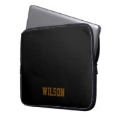 Eleganter schwarzer und grauer Monogramm-Name Laptopschutzhülle (Vorderseite Links)