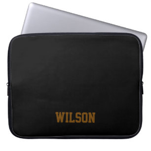 Eleganter schwarzer und grauer Monogramm-Name  Laptopschutzhülle