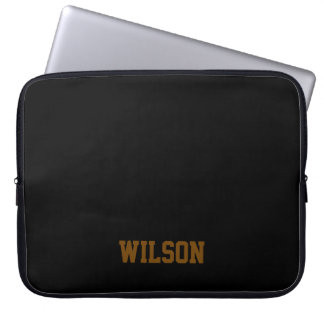 Eleganter schwarzer und grauer Monogramm-Name Laptopschutzhülle