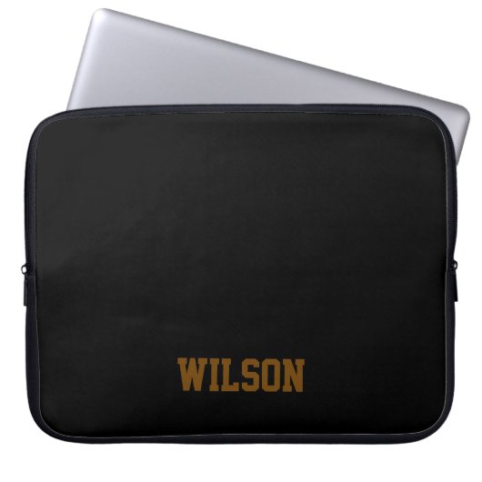 Eleganter schwarzer und grauer Monogramm-Name Laptopschutzhülle (Vorderseite)