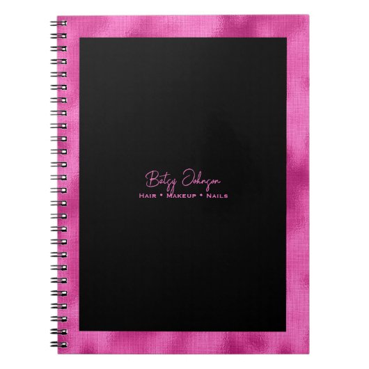 Eleganter Schwarzer und Imitat Hot Pink Foil Notizblock (Vorderseite)