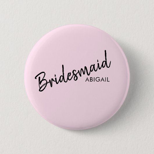 Eleganter schwarzer und rosa Bridesmaid-Button Button (Vorderseite)