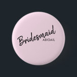 Eleganter schwarzer und rosa Bridesmaid-Button Button<br><div class="desc">Eleganter Schwarz-Rosa-Polterabend-Button.</div>