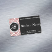 Eleganter Schwarzer und Roter Damast Magnetische Visitenkarte (Beispiel)