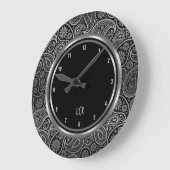 Eleganter schwarzer und silberfarbener Rahmen Große Wanduhr (Winkel)