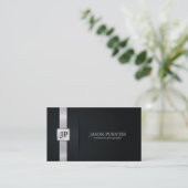 Eleganter schwarzer und silberner beruflicher visitenkarte (Stehend Vorderseite)