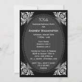 Eleganter schwarzer und silberner einladung (Rückseite)
