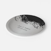 Eleganter schwarzer und silberner pappteller (Schrägansicht)