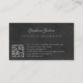 Eleganter schwarzer und silberner QR-Code Luxus Visitenkarte (Rückseite)