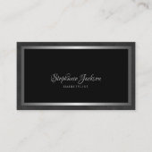 Eleganter schwarzer und silberner QR-Code Luxus Visitenkarte (Vorderseite)