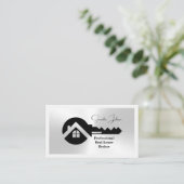 Eleganter schwarzer und silberner QR-Code-Photo-Im Visitenkarte (Stehend Vorderseite)