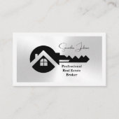 Eleganter schwarzer und silberner QR-Code-Photo-Im Visitenkarte (Vorderseite)