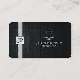 Eleganter schwarzer und silberner Rechtsanwalt am Visitenkarte