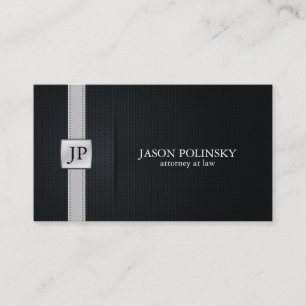 Eleganter schwarzer und silberner Rechtsanwalt am Visitenkarte