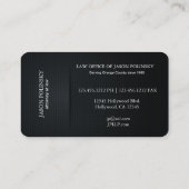Eleganter schwarzer und silberner Rechtsanwalt am Visitenkarte (Rückseite)