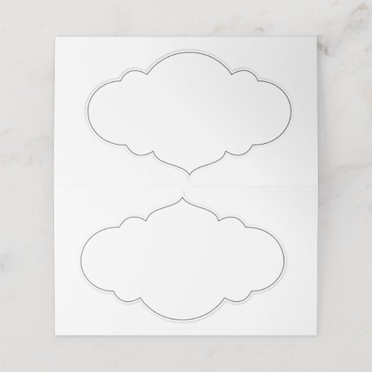 Eleganter schwarzer und weißer Blankenspiegel Platzkarte (Außenseite Aufgefaltet)