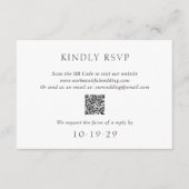 Eleganter schwarzer und weißer QR-Code Moderne Hoc RSVP Karte (Vorderseite)