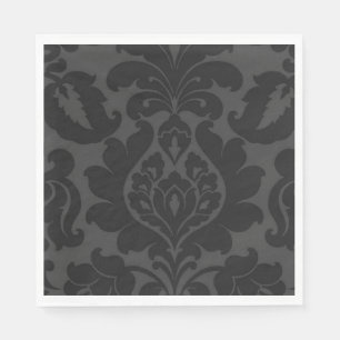 Eleganter schwarzer Velvet Textured Damask Serviette