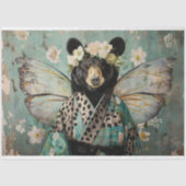 Eleganter Schwarzer Vintager Bär Entdeckungsreise Seidenpapier (Vorderseite)