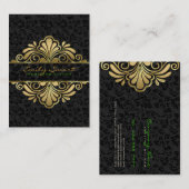 Eleganter Schwarzer Vintager Damaskus Visitenkarte (Vorne/Hinten)