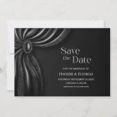 Eleganter schwarzer Vorhang Hochzeit Save the Date (Vorderseite)