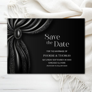 Eleganter schwarzer Vorhang Hochzeit Save the Date