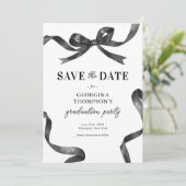 Eleganter schwarzer Wasserfarbe-Bogen Abschlussfei Save The Date (Stehend Vorderseite)