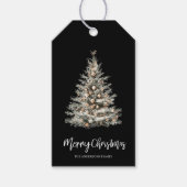 Eleganter schwarzer Wasserfarben-Weihnachtsbaum Geschenkanhänger (Vorderseite)